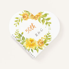 Yellow Elegant Blume Wreath Monogram Wedding 50. Notizbuch