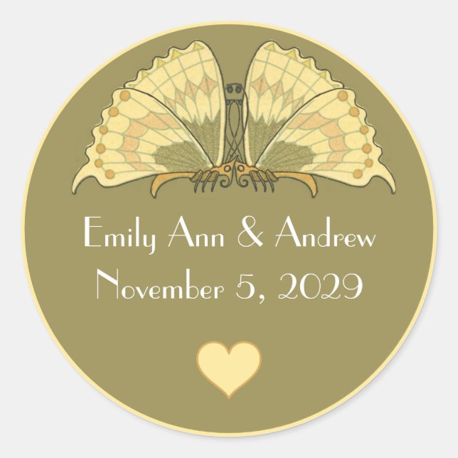 Yellow Elegante Art Deco Runder Aufkleber (Vorderseite)