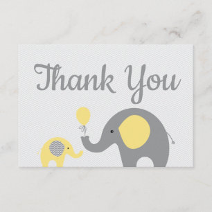 Yellow Elephant Baby Dusche Danke, Cards flach Dankeskarte