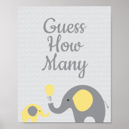 Yellow Elephant Baby Dusche schätzt wie viele Zeic Poster