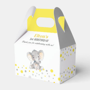 Yellow Elephant Erster Geburtstag Party Kleiner Er Geschenkschachtel