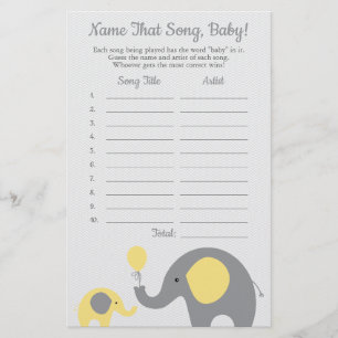 Yellow Elephant rät das Baby Song Duwer Game Flyer