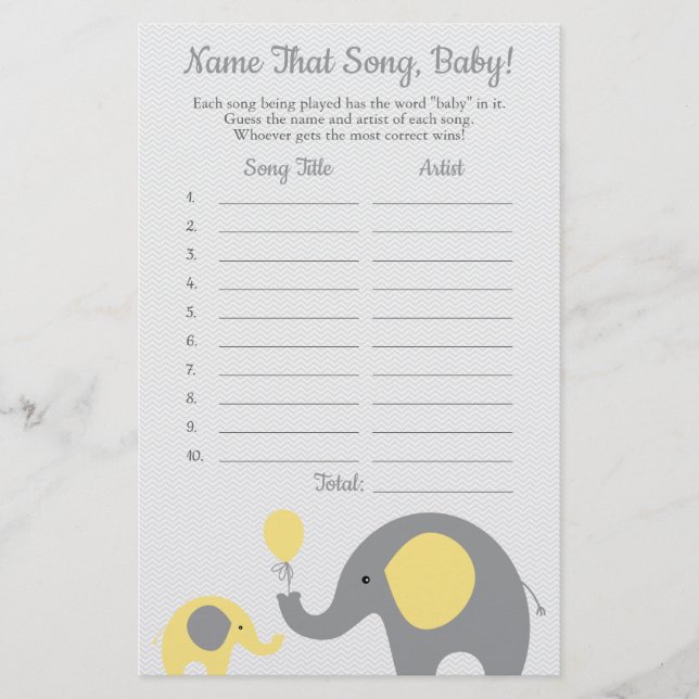 Yellow Elephant rät das Baby Song Duwer Game Flyer (Vorne)