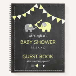 Yellow Elephants Baby Shower Chalk Gästebuch | Notizbuch