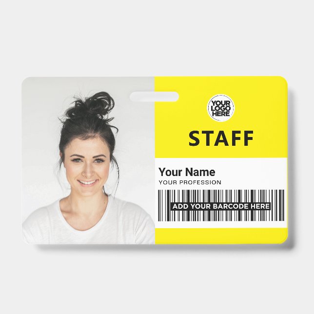 Yellow Employee Business Photo Staff ID Ausweis (Vorderseite)