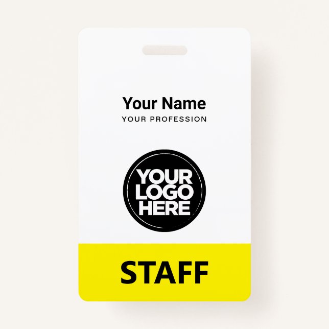 yellow Employee Name Business Logo Qr Code Ausweis (Vorderseite)