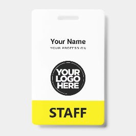 Yellow Employee Name Business Logo Staff Tag Ausweis