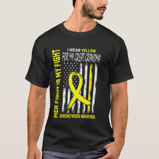 Yellow Endometriosis Awareness Great Grandma Flag T-Shirt