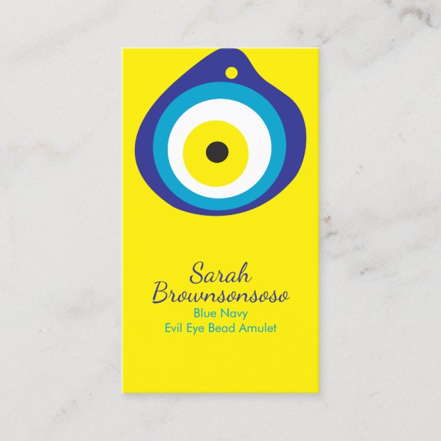 Yellow Evil Eye Bead Amulet Visitenkarte (Vorderseite)