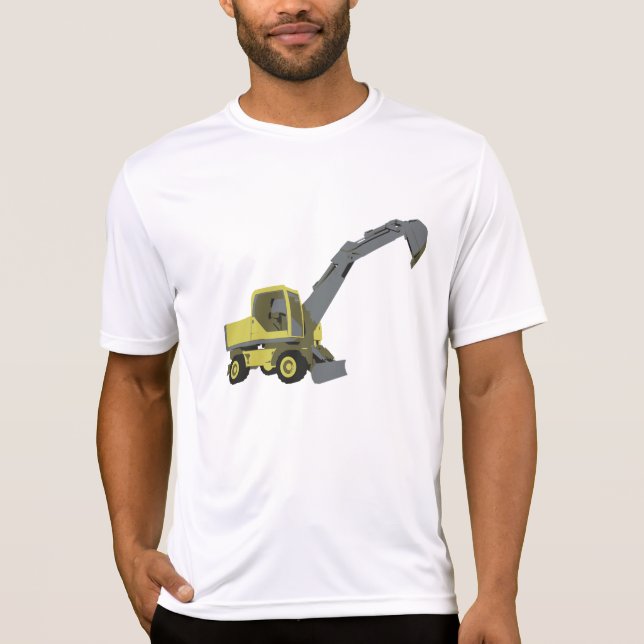 Yellow Excavator Construction Machinery T-Shirt (Vorderseite)