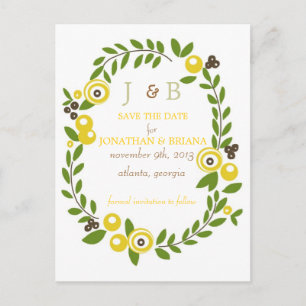 Yellow Fall Floral Save the Date Postkarten