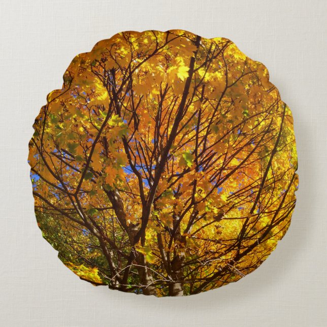 Yellow Fall Foliage Rundes Kissen (Vorderseite)