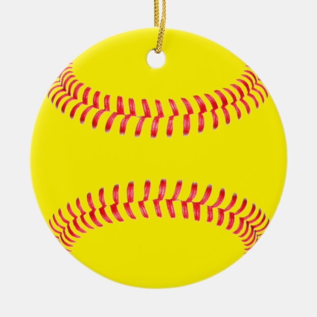 Yellow Fastpech Softball Runde Weihnachtsschmuck (Vorne)