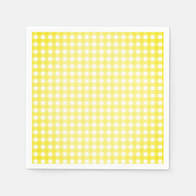 Yellow Faye Gingham Paper Napkins Serviette (Vorderseite)