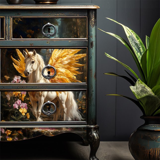 Yellow Feathered Fairy Horse Decoupage Crafting Seidenpapier (Von Creator hochgeladen)