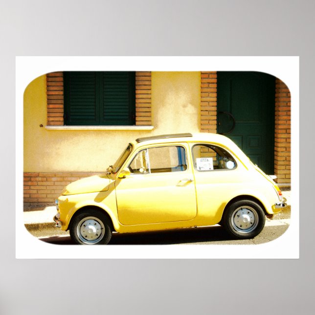 Yellow Fiat 500, Cinquecento, Italien Poster (Vorne)