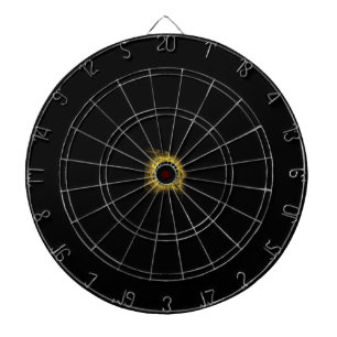 Yellow Fiery Eclipse Black Hole Dart Board Dartscheibe