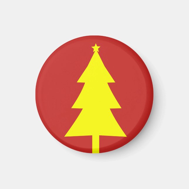 Yellow Fir Christmas Tree Funky Kühlschrankmagnet Magnet (Vorne)