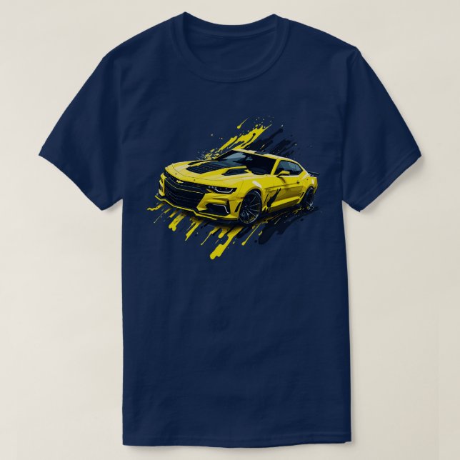 Yellow Five Generation Chevrolet Camaro T-Shirt (Design vorne)