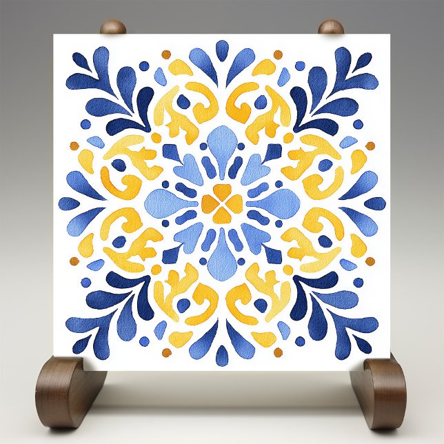 Yellow Fleur-de-Lis Azulejo Print Fliese (Von Creator hochgeladen)