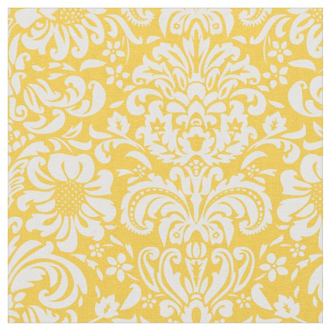 Yellow Floral Damask Stoff (Nahaufnahme)