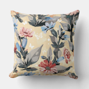 Yellow Floral Designer Kissen
