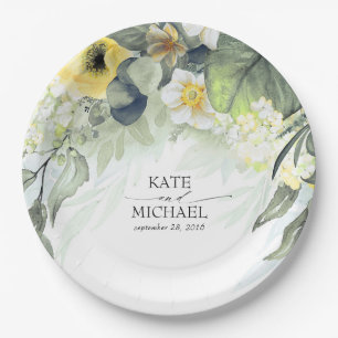 Yellow Floral Dreamy Garden Wedding Pappteller