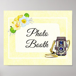 Yellow Floral Foto Booth Wedding Sign Poster