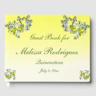 Yellow Floral Garden Blumen Quinceanera Gästebuch