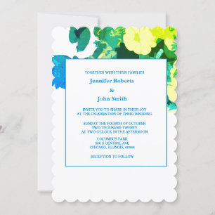 Yellow Floral Green Blue Leafy Art Custom Wedding Einladung