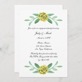 Yellow Floral Greenerity Foliage Engagement Party Einladung