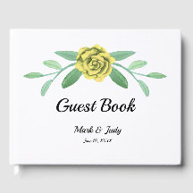 Yellow Floral Greenerity Foliage Wedding Gästebuch