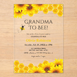 Yellow Floral Honeycomb Oma to Bee Baby Dusche Acryleinladungen