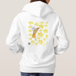 Yellow Floral Hummingbird Hoodie