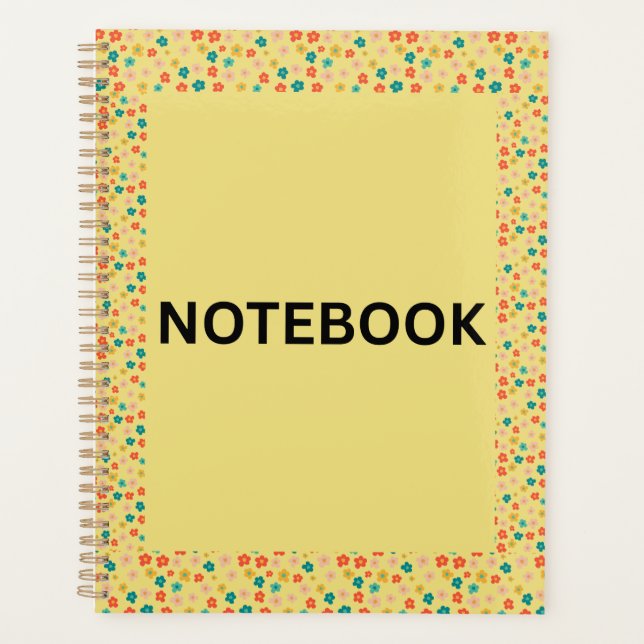 Yellow Floral Notebook | Cute Small Flowers & Colo Planer (Vorderseite)