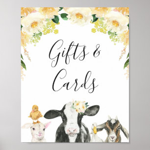 Yellow Floral Oink Moo Neigh Farm Baby Duschzeiche Poster