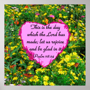 YELLOW FLORAL PSALM 118:24 FOTO-DESIGN POSTER