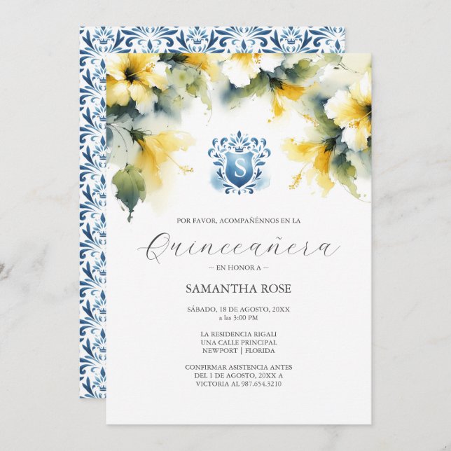 Yellow Floral Quinceanera (Vorne/Hinten)