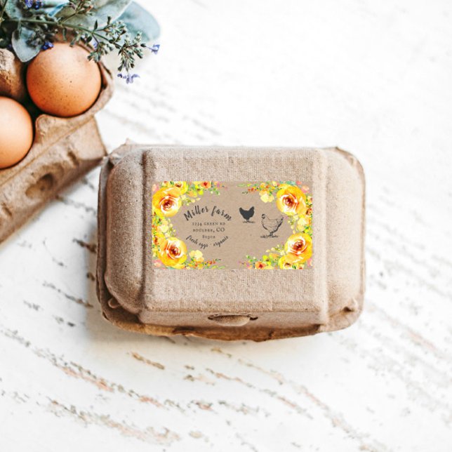 yellow floral rustic script Egg Pappe Label (Von Creator hochgeladen)