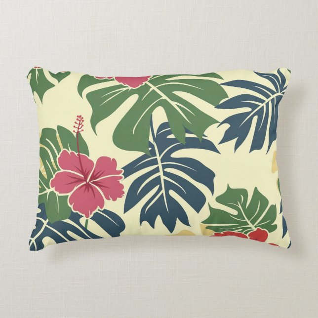 Yellow Floral Tropical Accent Pillow Dekokissen (Vorderseite)