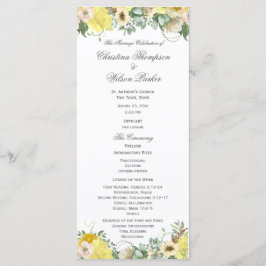Yellow Floral Watercolor Bouquet Wedding Program Programm