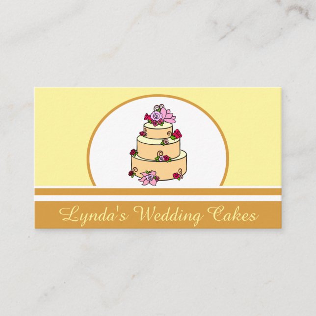 Yellow Floral Wedgecake Bakery Business Card Visitenkarte (Vorderseite)