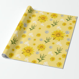 Yellow Floral Wrapping Paper Geschenkpapier