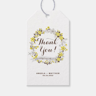 Yellow Floral Wreath Wedding Vielen Dank für Ihr G Geschenkanhänger