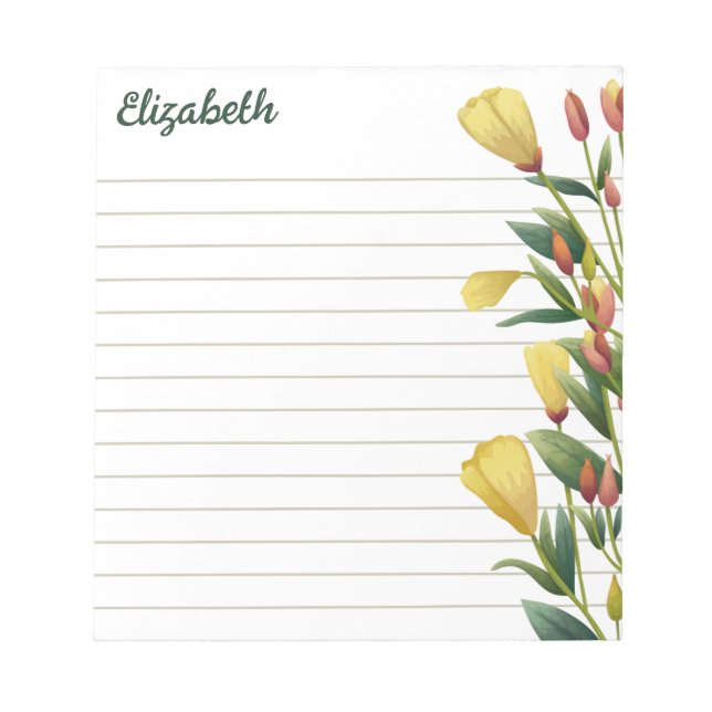 Yellow Florals Abend Primrose Linz Notizblock (Vorderseite)