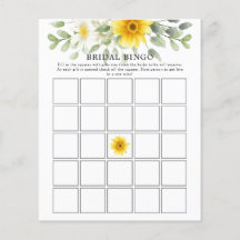 Yellow Florals Greenery Brautparty Bingo Game