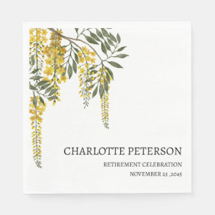 Yellow Florals Retirement Party Serviette