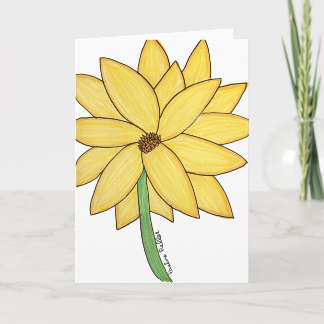 Yellow Flower- Blank Folded Greeting Card Karte (Vorderseite)