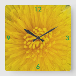 Yellow Flower Clocks Quadratische Wanduhr