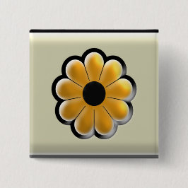 Yellow Flower Square Button – Modern Floral Design